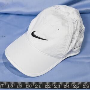 Nike Hat Cap Strap Back Women White Black Swoosh Golf Running Tennis